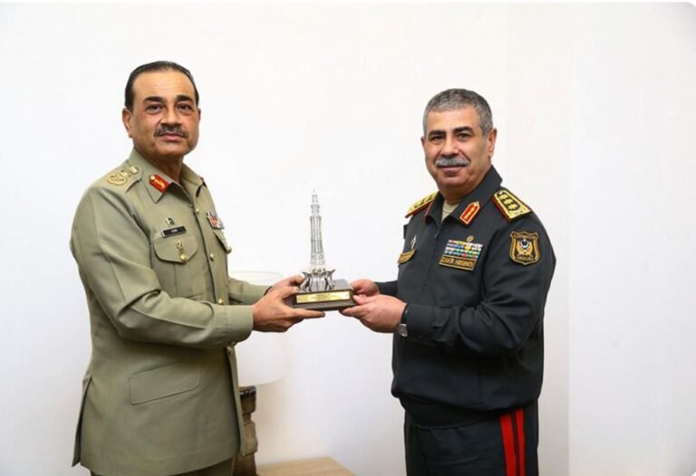 Field Marshal Syed Asim Munir, NI (M), Chief of Army Staff (COAS), met with Colonel General Hasanov Zakir Asgar Oglu, Minister of Defence, Azerbaijan, in Lachin, Azerbaijan