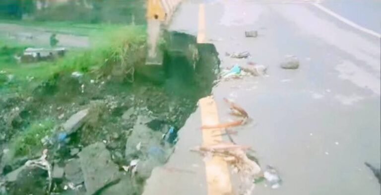 A part of the bridge on Havelian bypass has slid to a dangerous extent
