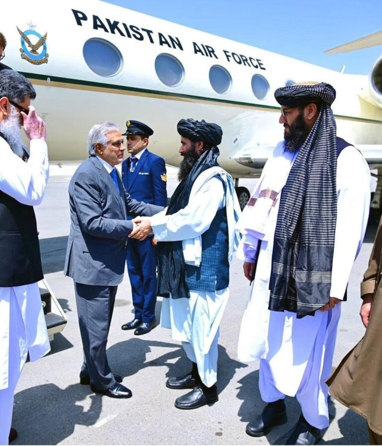 Deputy Prime Minister arrives at Kabul airport to attend a Pak-Afghan-China meeting of foreign ministers