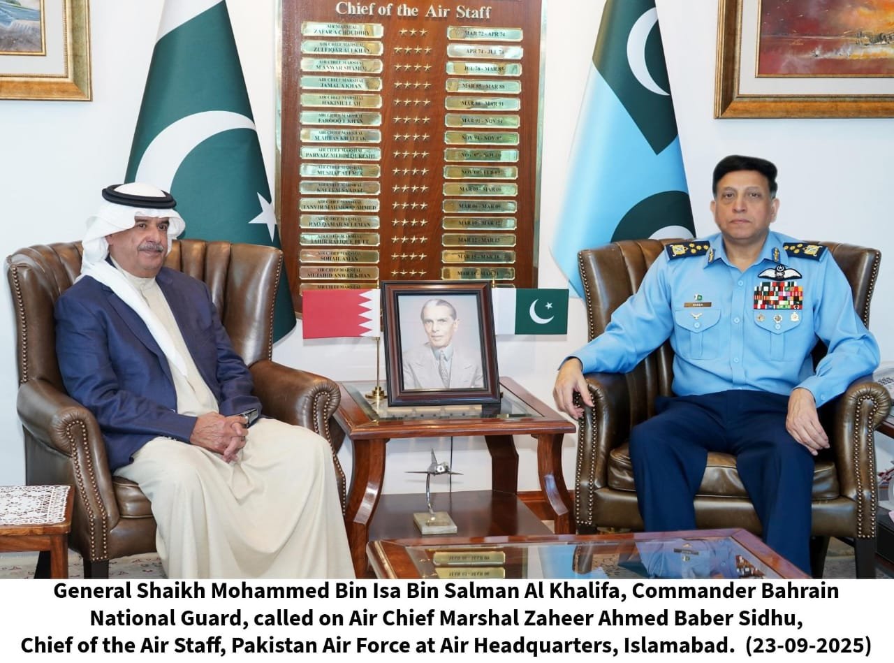 Commander Bahrain National Guard Visits Air Headquarters, Reaffirms Defence Partnership with Pakistan