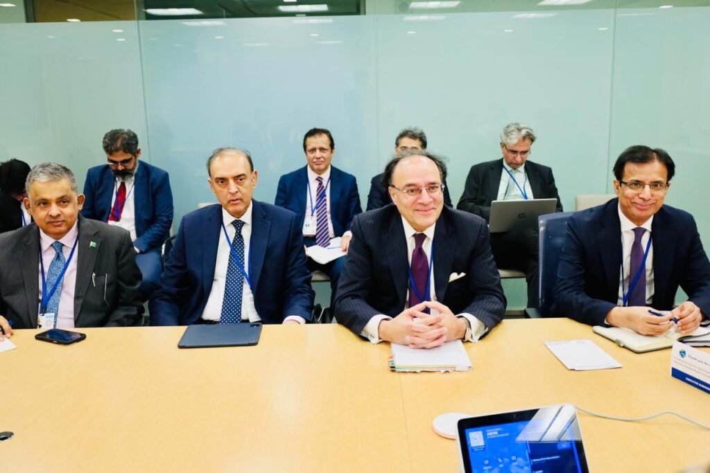 Climate crisis remains existential challenge for Pakistan, Aurangzeb Finance Minister Senator Aurangzeb discussing climate crisis and economic reforms with IMF and World Bank officials in Washington D.C.
