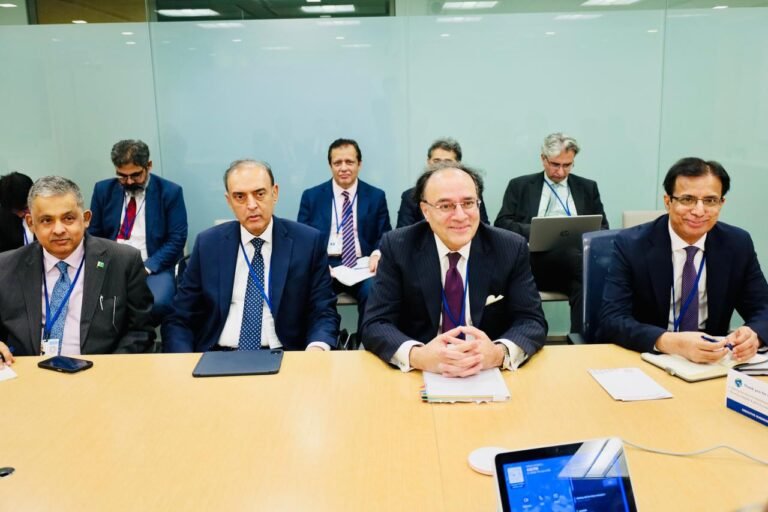 Climate crisis remains existential challenge for Pakistan, Aurangzeb Finance Minister Senator Aurangzeb discussing climate crisis and economic reforms with IMF and World Bank officials in Washington D.C.