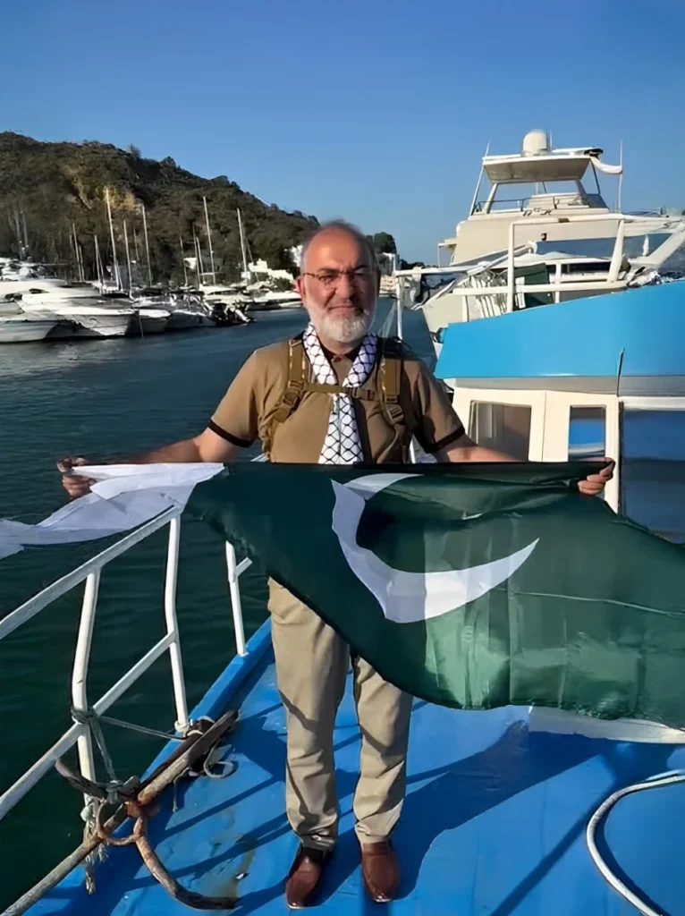 Ex-Senator Mushtaq Ahmad Khan aboard Global Sumud Flotilla before arrest