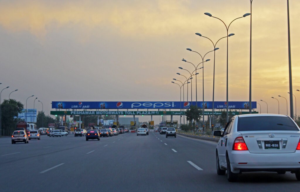 Motorway Toll Plaza Neglect Fuels Road Safety Crisis Traffic congestion near unmarked toll plaza lanes