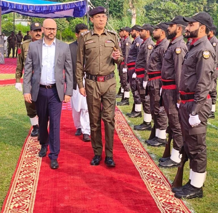 PERA Force Jhelum Holds Command Change Ceremony, Vows Action Against Inflation PERA Force Jhelum presenting salute during command change ceremony at District Headquarters