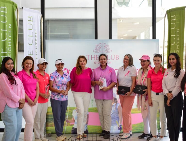 Lady golfers in pink at The Club at Eighteen during PINKTOBER Ladies Golf Tournament 2025