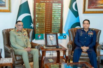 CJCSC meeting Air Chief during visit to Air Headquarters Islamabad