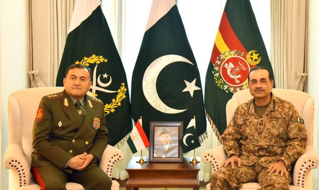Pakistan, Tajikistan Vow to Boost Defence Cooperation Pakistan COAS Asim Munir meeting Tajikistan Defence Minister Sobirzoda Emomali Abdulrahim at GHQ Rawalpindi