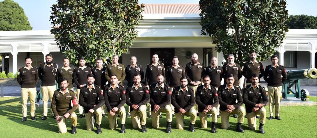 Cambrian Patrol team meets COAS Asim Munir at GHQ after military competition