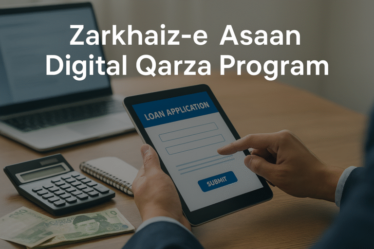 Applicants using an online portal for the Zarkhaiz-e Asaan Digital Qarza Program digital loan application.