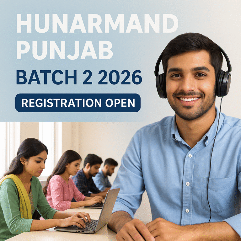 Group of Pakistani youth learning online under Hunarmand Punjab Batch 2 2026 skills program.