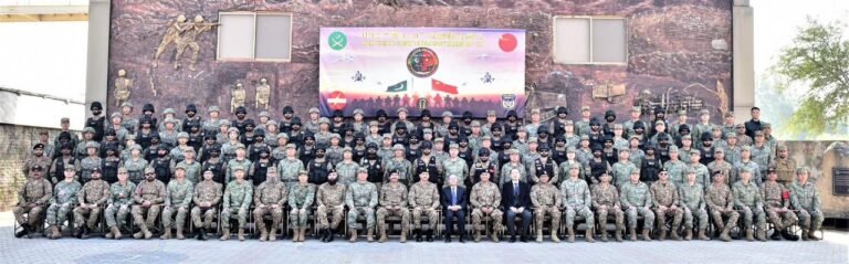 Troops from Pakistan and China participating in a joint counterterrorism exercise at NCTC Pabbi.
