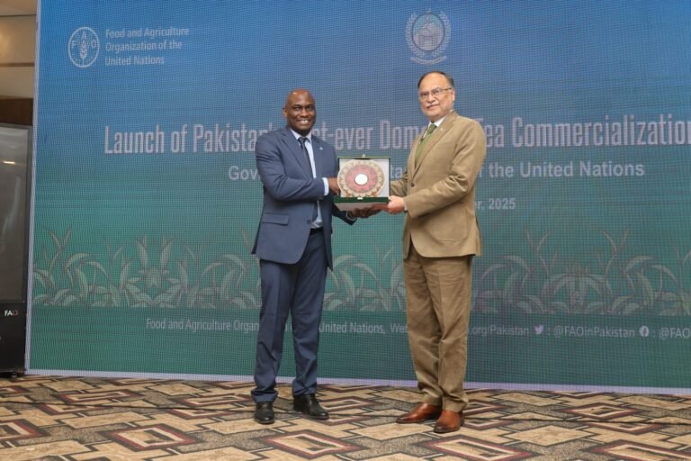 Officials launch Pakistan’s Domestic Tea Commercialization Strategy at an event in Islamabad.