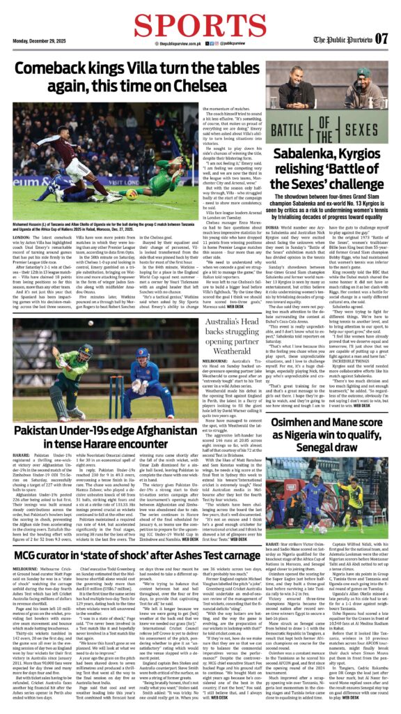 Sports 29-12-2025