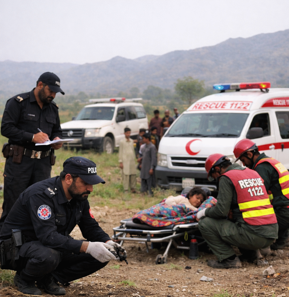 Brother killed, sister injured in explosion of explosive material in Swat field Police and rescue teams at the site of an explosion in a field in Swat’s Matta Tehsil