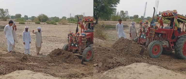 Officials of the Anti-Corruption Department oversee recovery of 1,400 kanals of land during an operation in Kulachi.