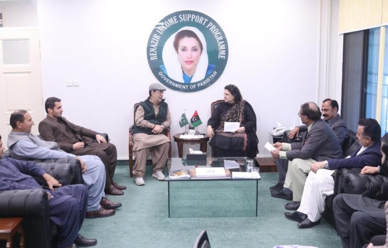 BISP Chairperson Rubina Khalid meeting Governor Gilgit-Baltistan Syed Mehdi Shah at BISP Headquarters