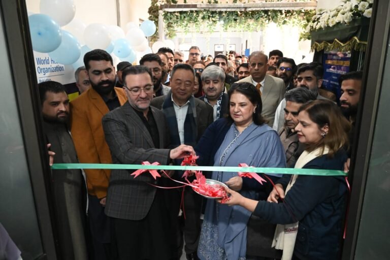 BISP Chairperson Senator Rubina Khalid inaugurates a nutrition stabilization center at Bacha Khan Medical Complex in Swabi.