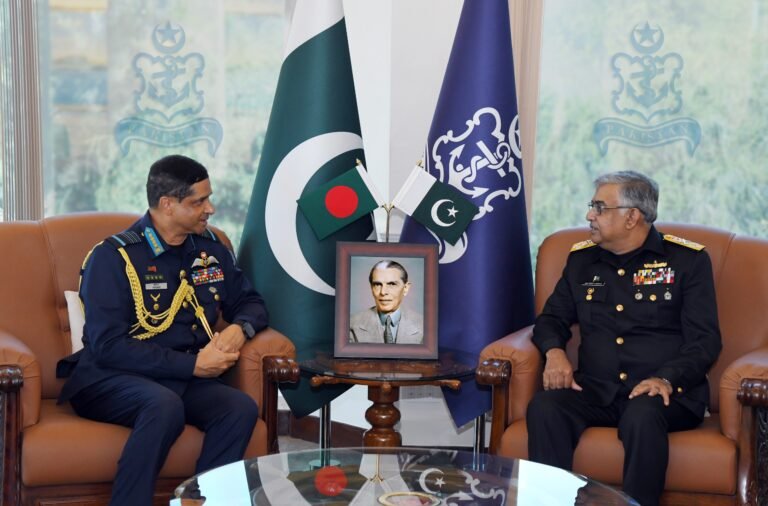Pakistan Navy and Bangladesh Air Force chiefs meet in Islamabad to discuss regional security.