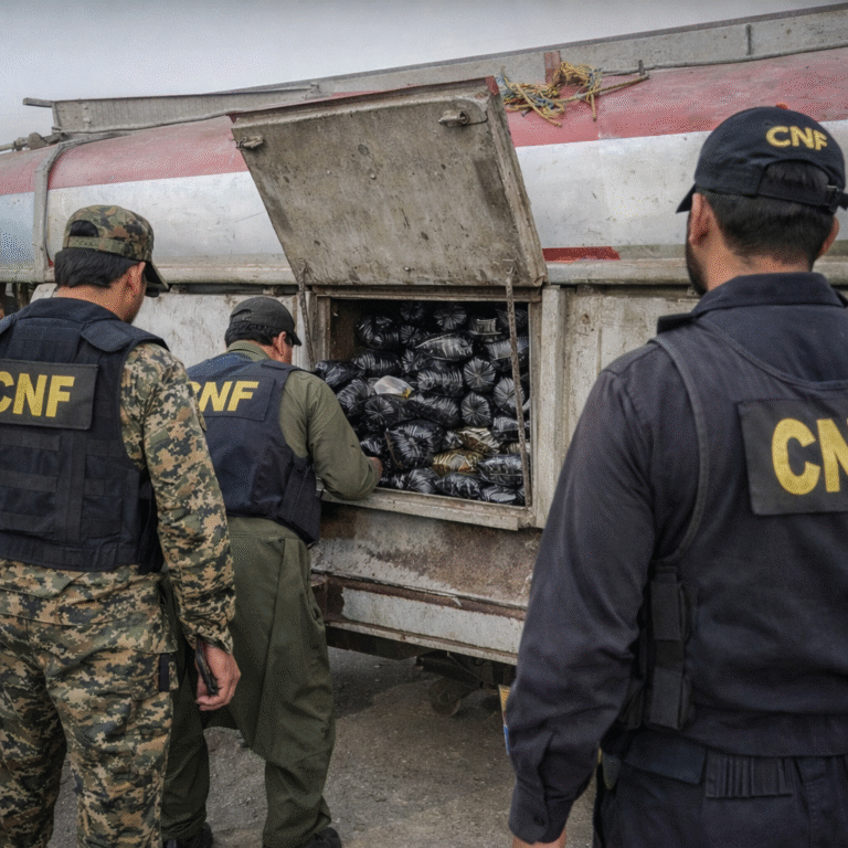 CNF officials inspecting an oil tanker after seizing narcotics near Burhan Interchange in Attock