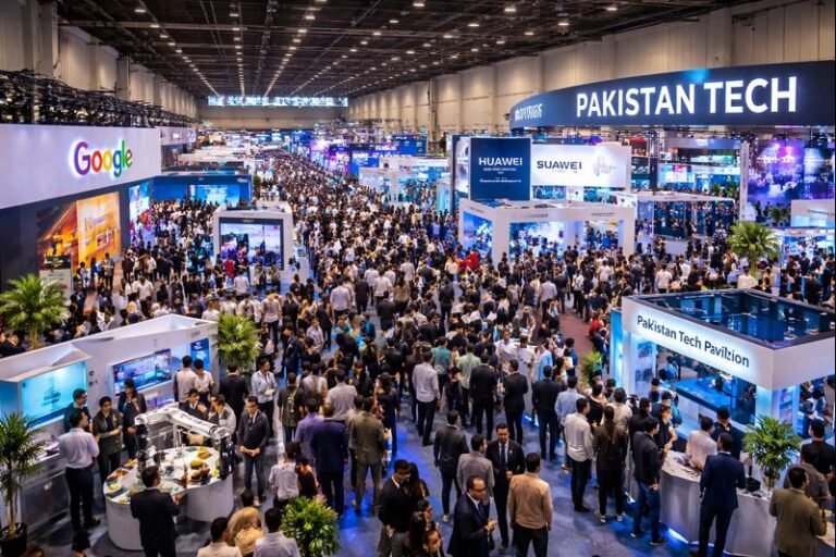 Visitors and exhibitors gather at ITCN Asia 2026 showcasing Pakistan’s digital and startup ecosystem in Lahore.