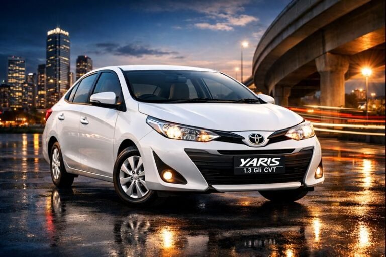 Toyota upgrades Yaris 1.3 GLI CVT with alloy wheels at no extra cost Toyota Yaris 1.3 GLI CVT displayed with premium alloy wheels at a dealership in Pakistan