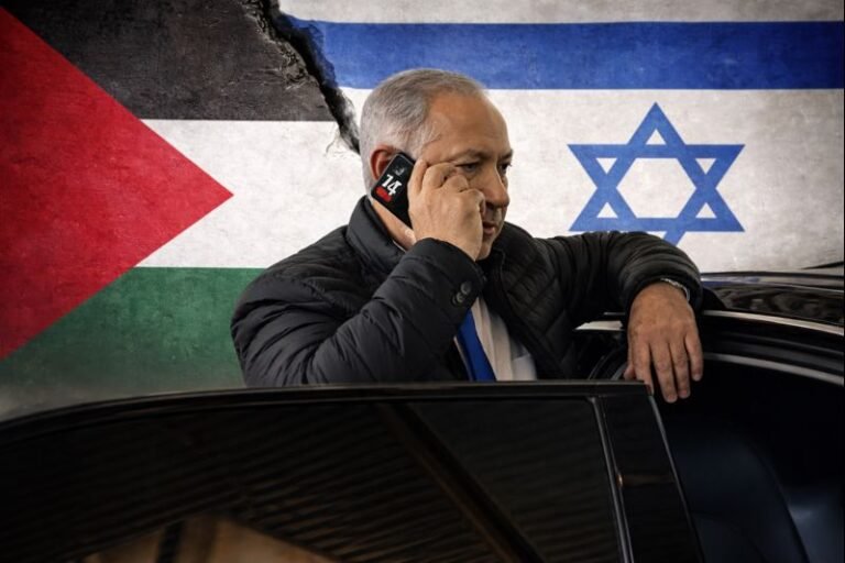 Israeli Prime Minister Benjamin Netanyahu with phone cameras covered as a cybersecurity precaution