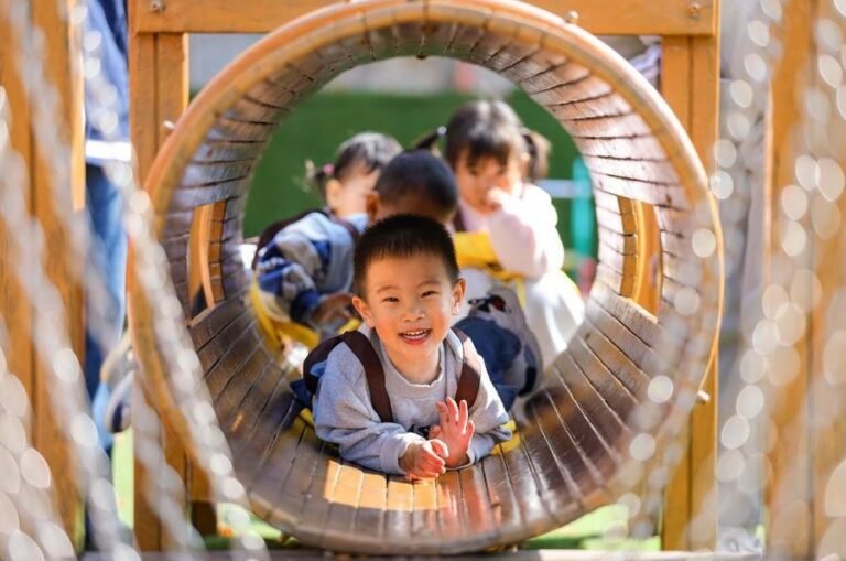 A childcare center in China where children play safely as part of new high-quality childcare services.