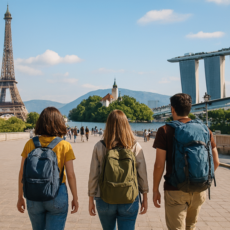 ourists exploring the safest countries to visit in 2026 across Europe, Asia-Pacific, Africa, and the Americas.