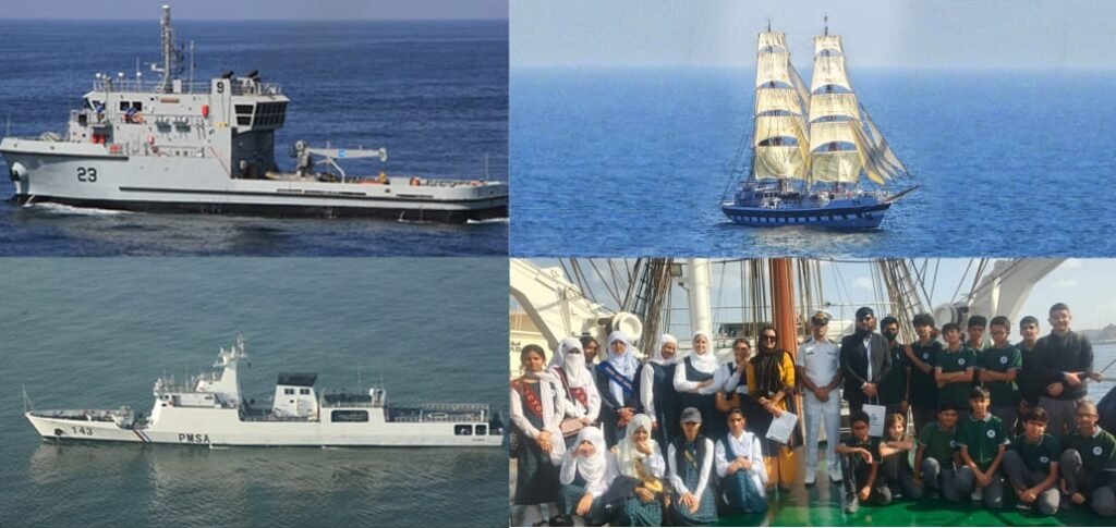 Pakistan Navy flotilla visits Oman during overseas deployment Pakistan Navy ships docked at Port Sultan Qaboos in Muscat during an overseas deployment visit to Oman.