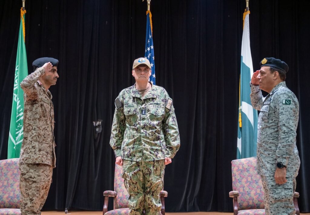 Pakistan Navy assumes command of Combined Task Force-150 for 14th time Pakistan Navy officers at the change-of-command ceremony where CTF-150 leadership was handed over in Bahrain.