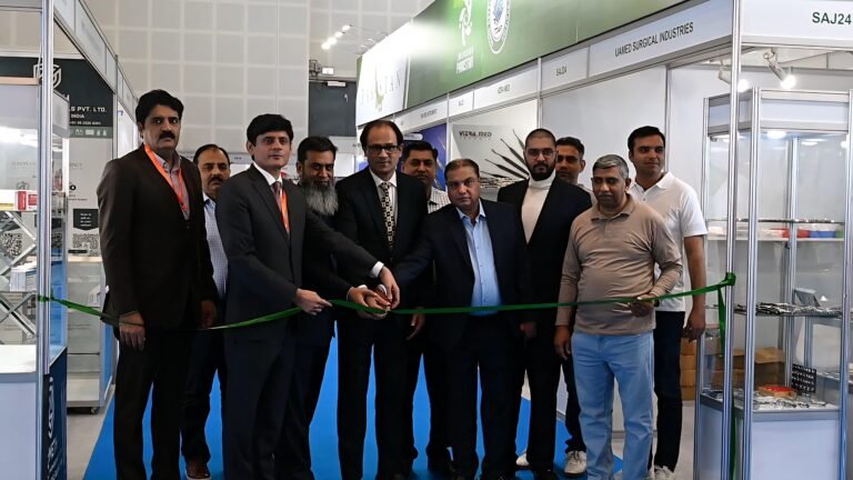 Pakistani exhibitors at the Pakistan Pavilion during AEEDC Dubai 2026 at the Dubai World Trade Centre