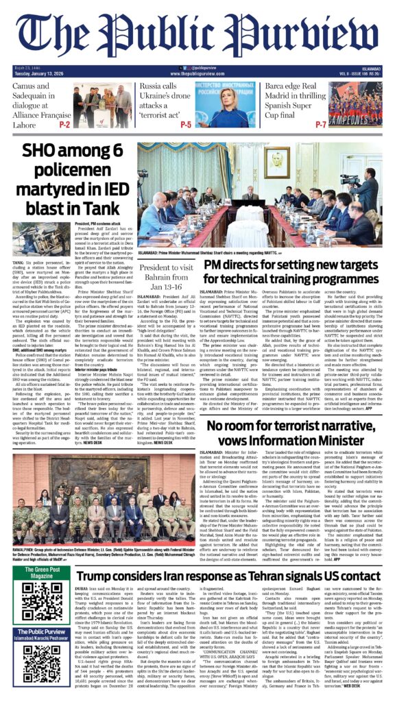 Front 13-01-2026 Islamabad