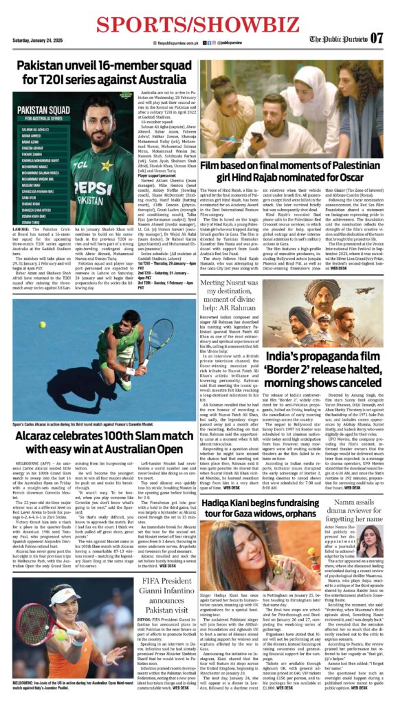 Sports/Showbiz 24-01-2026