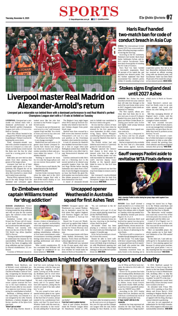 Sports/Showbiz 06-11-2025