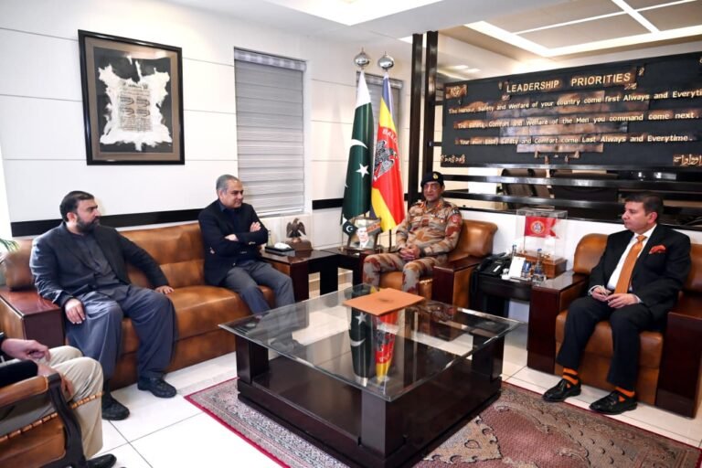 Interior Minister Mohsin Naqvi during visit to FC Balochistan North headquarters in Quetta