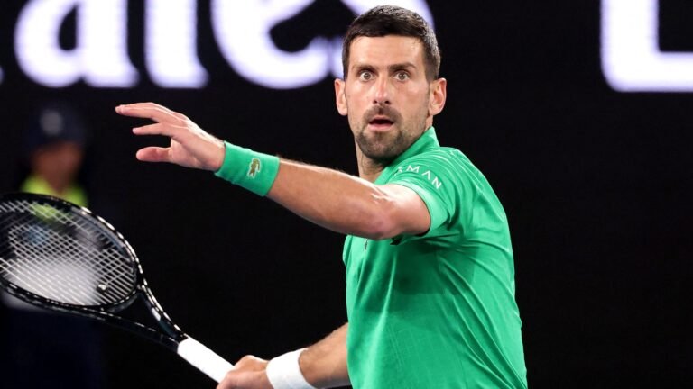 Djokovic cruises into Australian Open third round Novak Djokovic in action during his Australian Open match in Melbourne