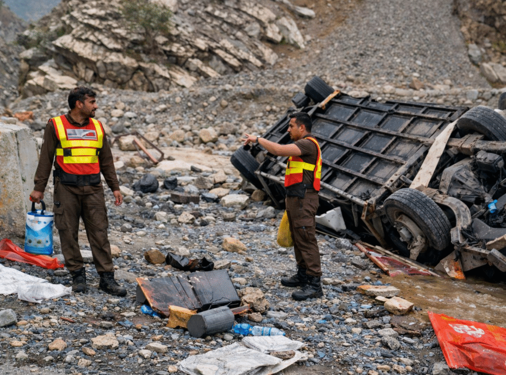 Wedding vehicle accident site in Chinar area of Swat district