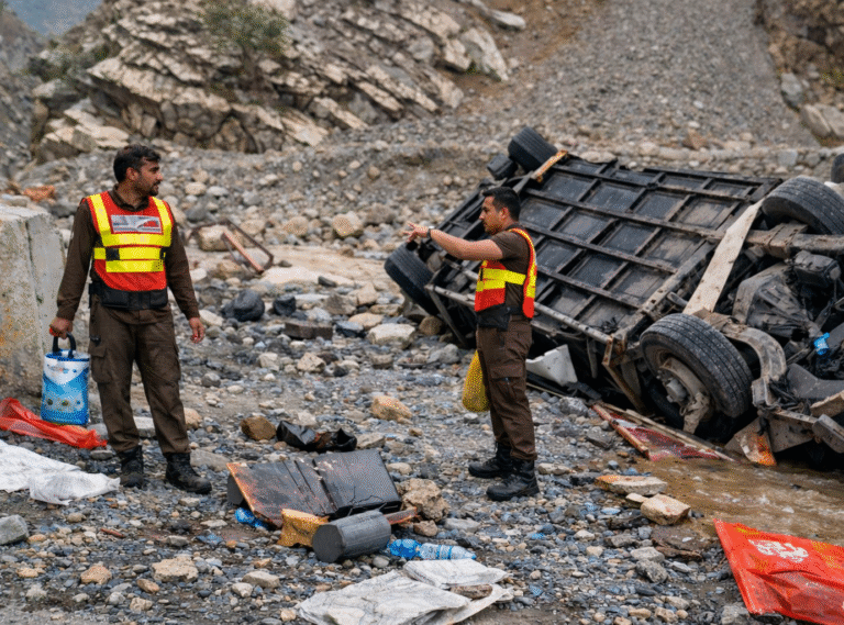 Wedding vehicle accident site in Chinar area of Swat district