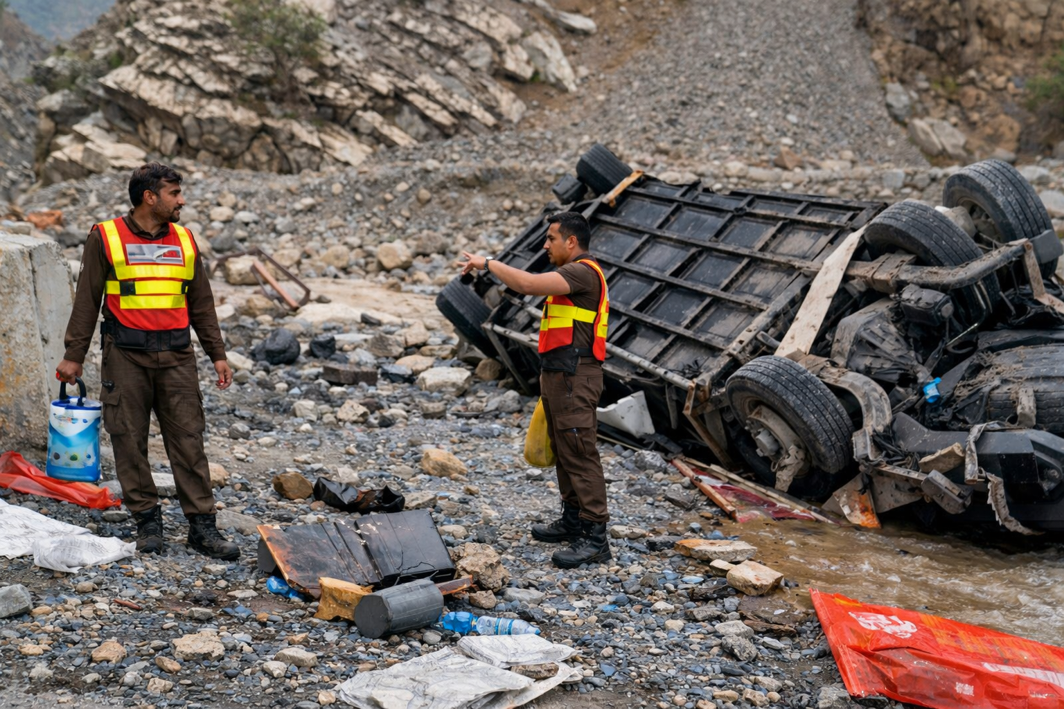 Wedding vehicle plunges into ravine in Swat, two children killed, five injured