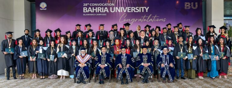 Chief of Naval Staff Admiral Naveed Ashraf confers degrees at Bahria University 28th convocation in Islamabad.