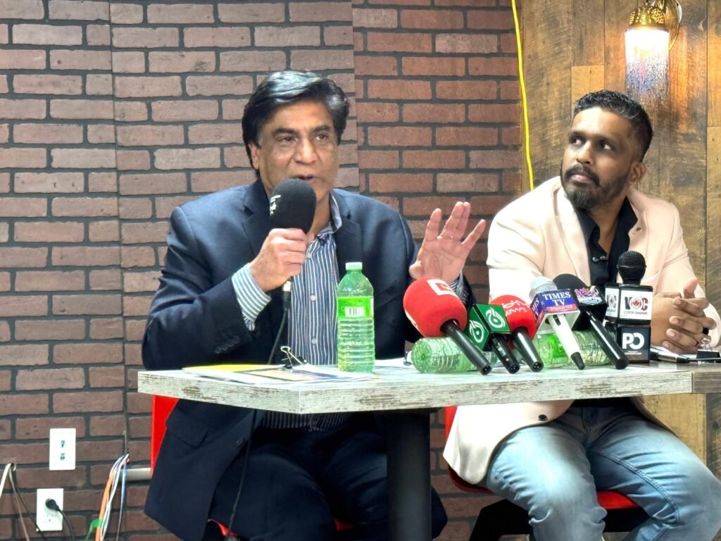 Brampton Super League officials address media while calling for action by the Brampton mayor over governance concerns.