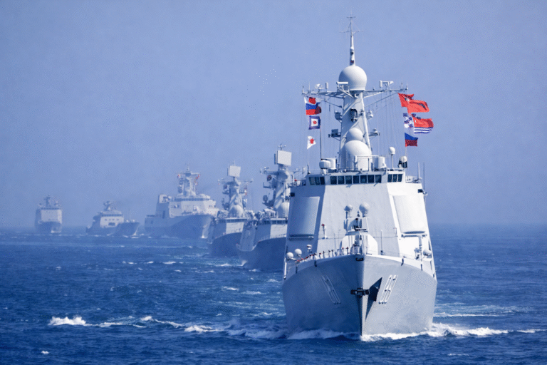 Naval ships from China, Russia and Iran participate in joint maritime exercises in the Strait of Hormuz.