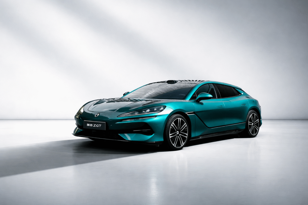 BYD Denza Z9GT electric vehicle with claimed 1,036 km driving range under CLTC testing standard.