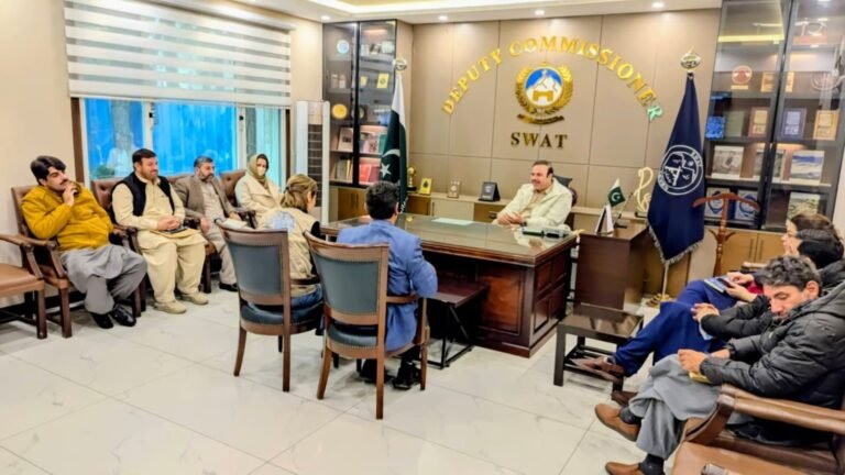 FAO delegation meets deputy commissioner Swat to discuss agriculture, livestock, and flood impact in the district.