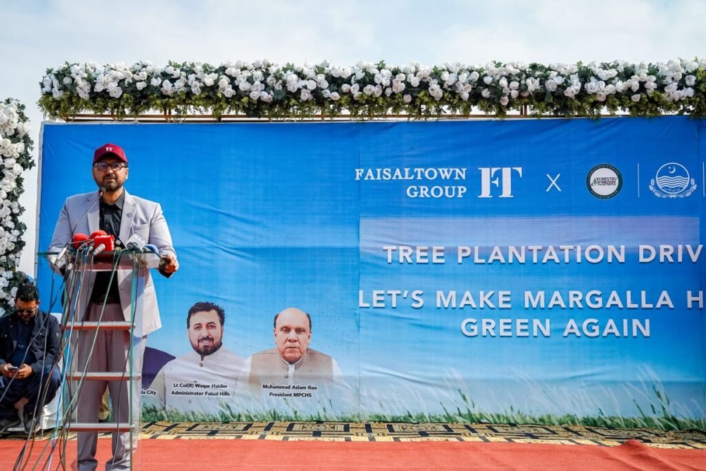 Punjab Forest Department, Faisal Town Group launch Margalla Hills tree plantation drive Officials and participants plant saplings during the Margalla Hills tree plantation drive in Islamabad.