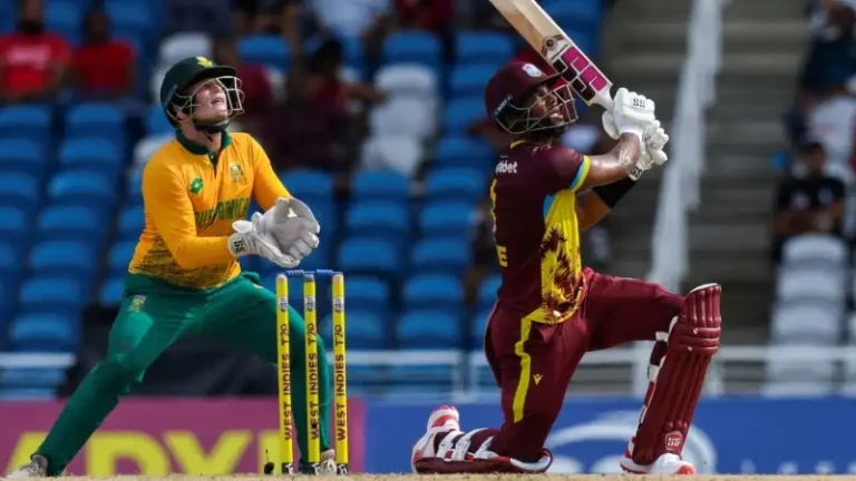 South Africa players celebrate after beating West Indies by 9 wickets to reach the T20 World Cup semi-finals.