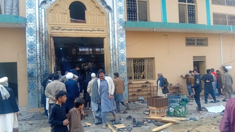 Security forces and rescue teams respond after a suicide blast at an imambargah in Islamabad’s Tarlai area.