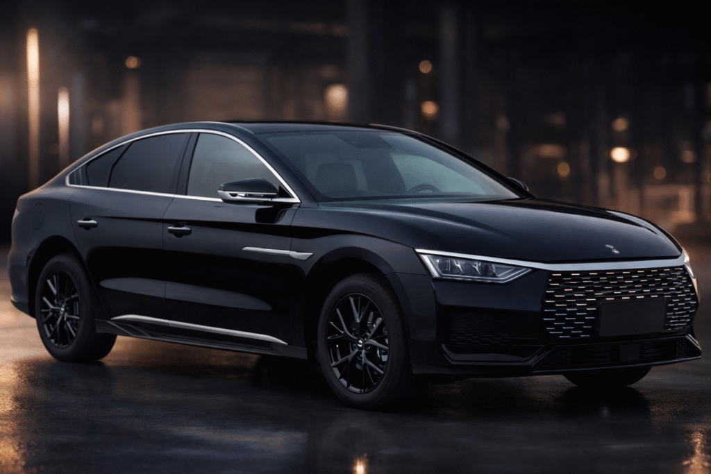 Official image of the BYD Linghui e9 electric sedan designed for ride-hailing fleets.