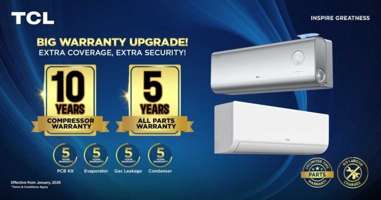 TCL announces 10-year compressor, 5-year parts warranty for air conditioners in Pakistan TCL announces 10-year compressor, 5-year parts warranty for air conditioners in Pakistan